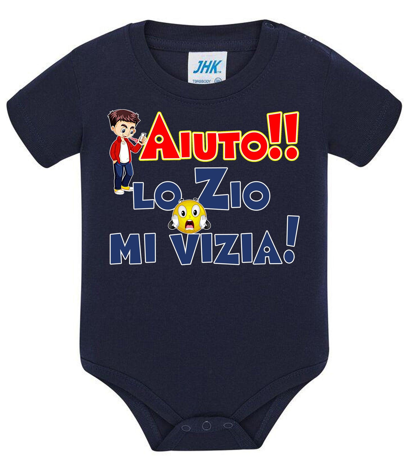 Aiuto la Zia o lo Zio mi Vizia Body da bambino/a a maniche corte 100% cotone JHK STREET STYLE PRINT