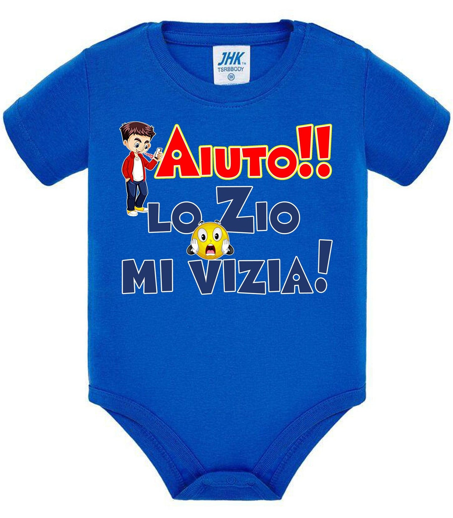 Aiuto la Zia o lo Zio mi Vizia Body da bambino/a a maniche corte 100% cotone JHK STREET STYLE PRINT