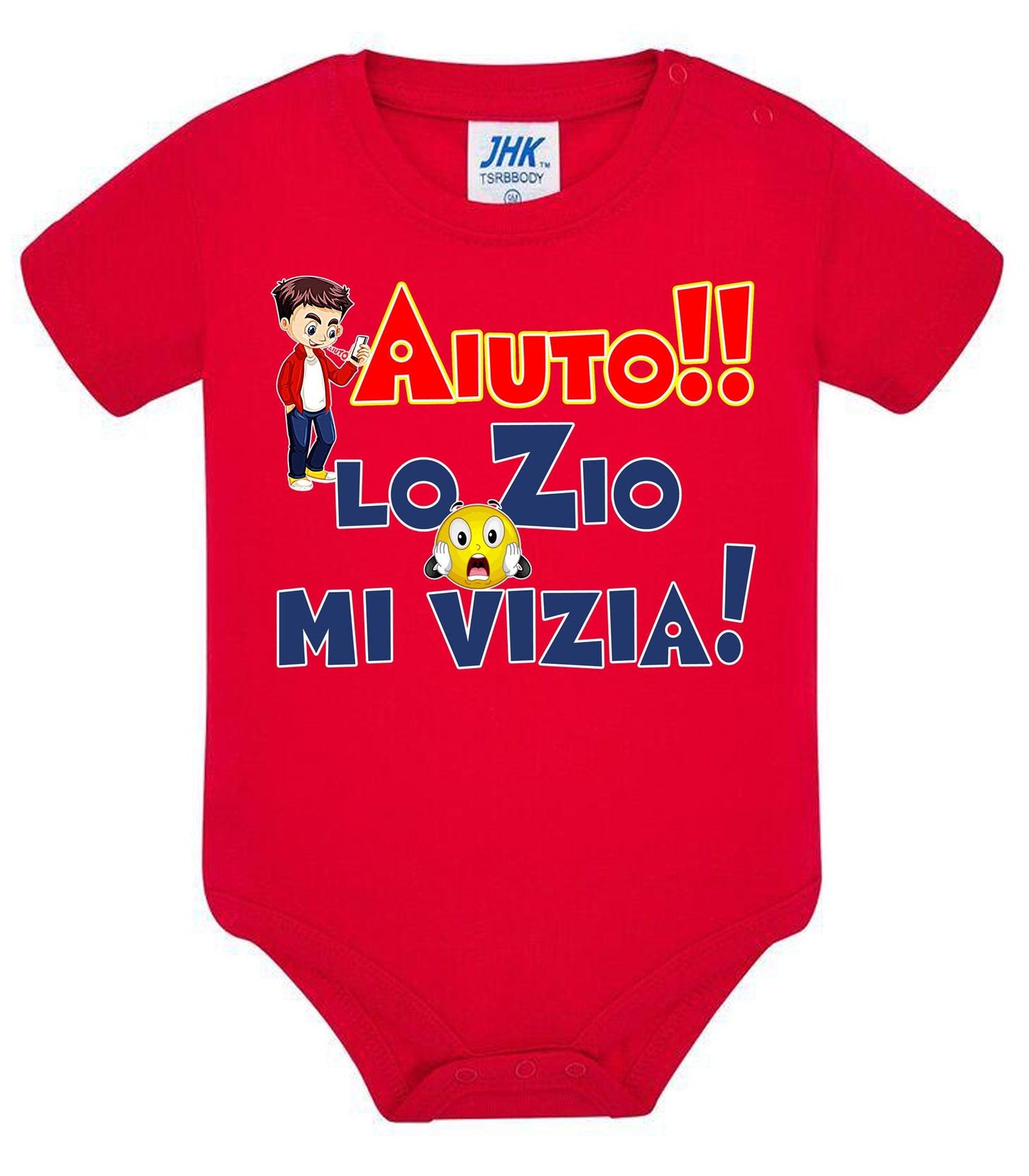 Aiuto la Zia o lo Zio mi Vizia Body da bambino/a a maniche corte 100% cotone JHK STREET STYLE PRINT