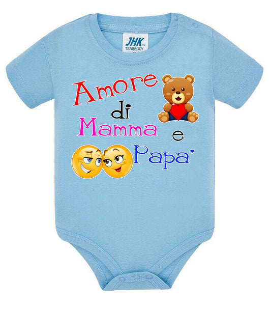 Amore di Mamma e Papà Body da bambino/a a maniche corte 100% cotone JHK STREET STYLE PRINT