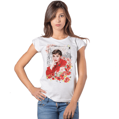 Audrey Hepburn Floral 18-6-3 Moda Urban Slub Lady Donna 100% Cotone Fiammato STREET STYLE