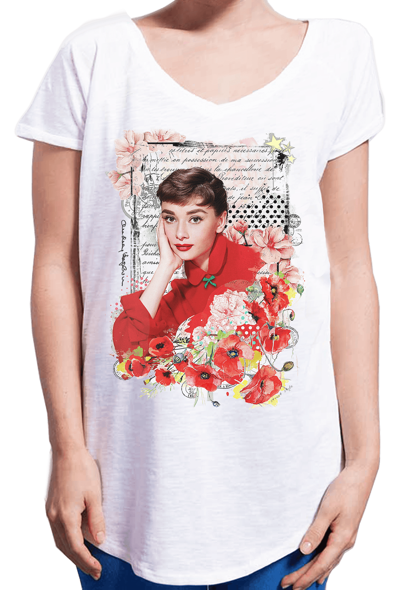 Audrey Hepburn Floral 18-6-3 Moda Urban Slub Lady Donna 100% Cotone Fiammato STREET STYLE