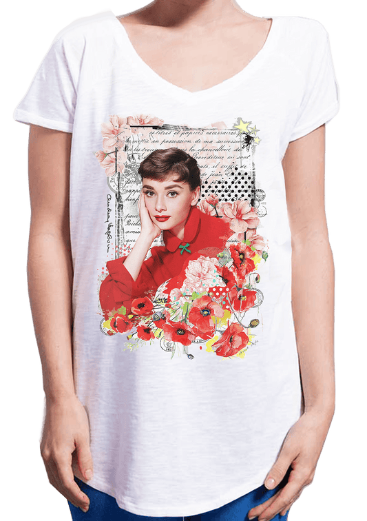 Audrey Hepburn Floral 18-6-3 Moda Urban Slub Lady Donna 100% Cotone Fiammato STREET STYLE