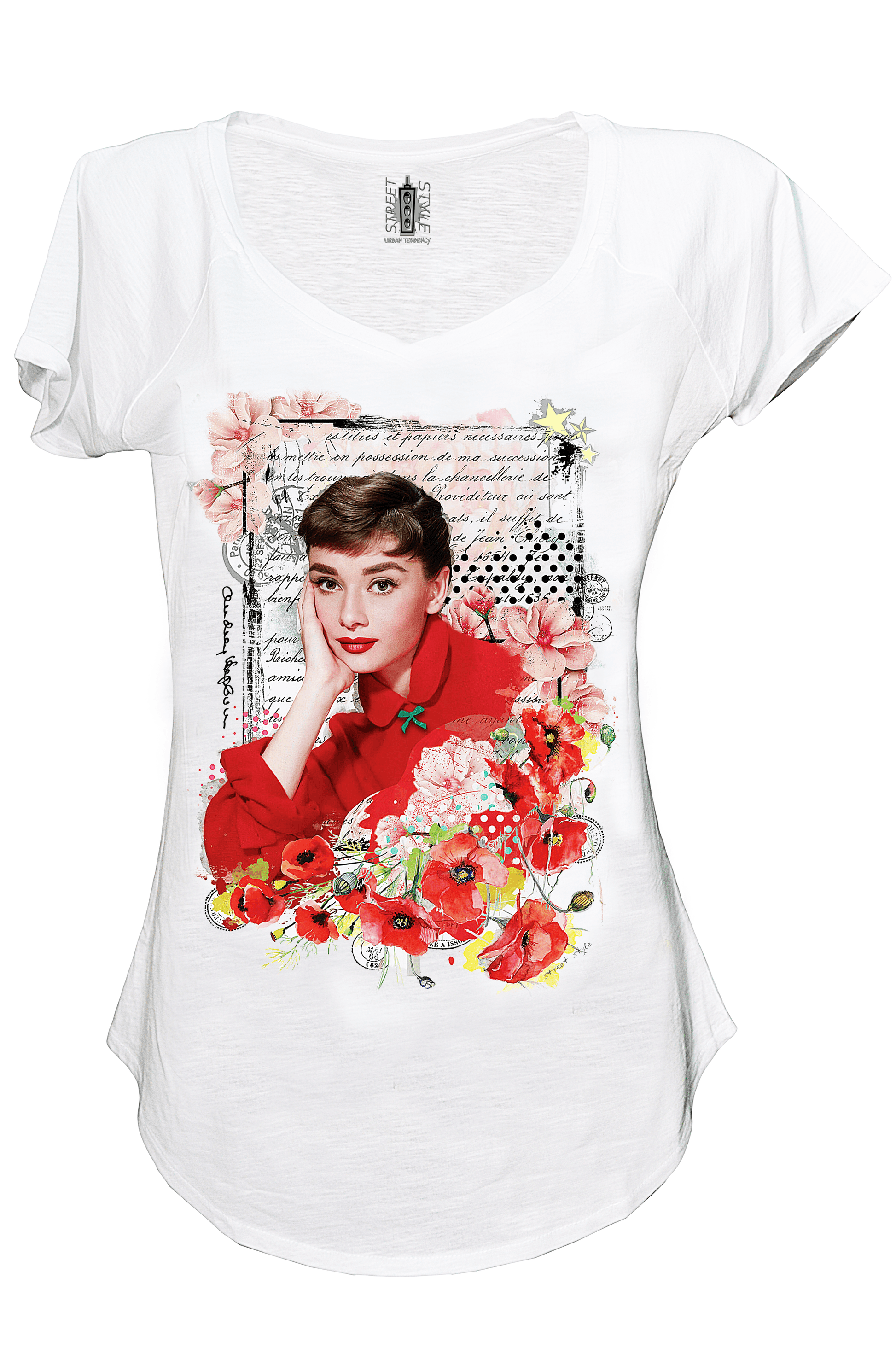 Audrey Hepburn Floral 18-6-3 Moda Urban Slub Lady Donna 100% Cotone Fiammato STREET STYLE