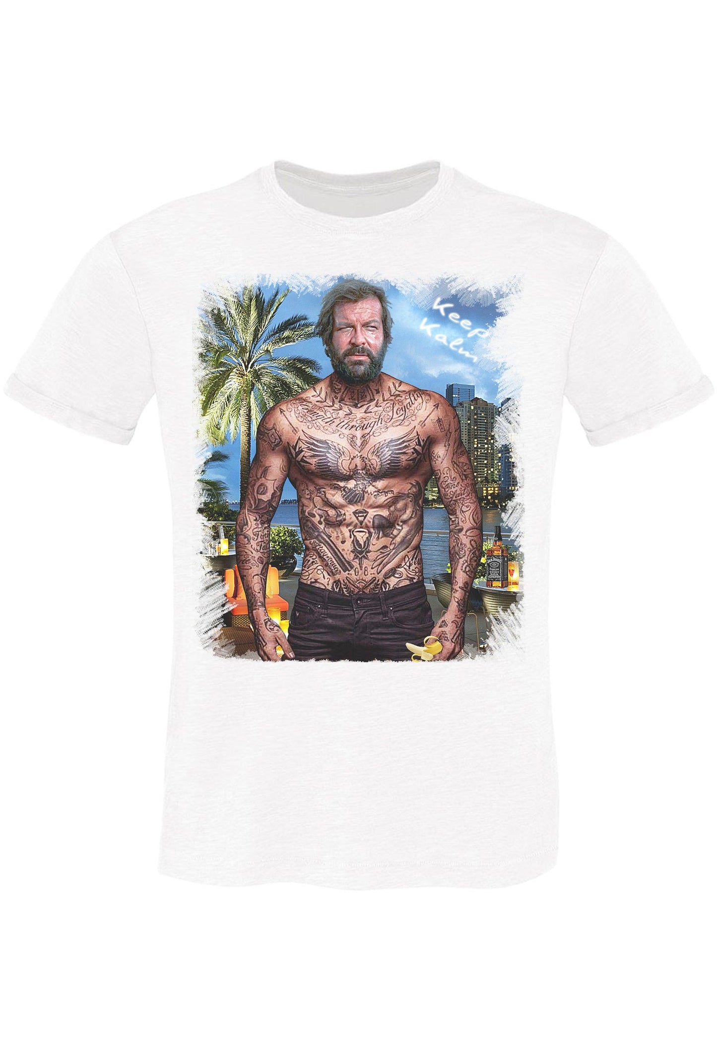 Bud Spencere Tatuato The Legend Art. 18-70-6 T-Shirt Urban Men Uomo 100% Cotone Fiammato STREET STYLE