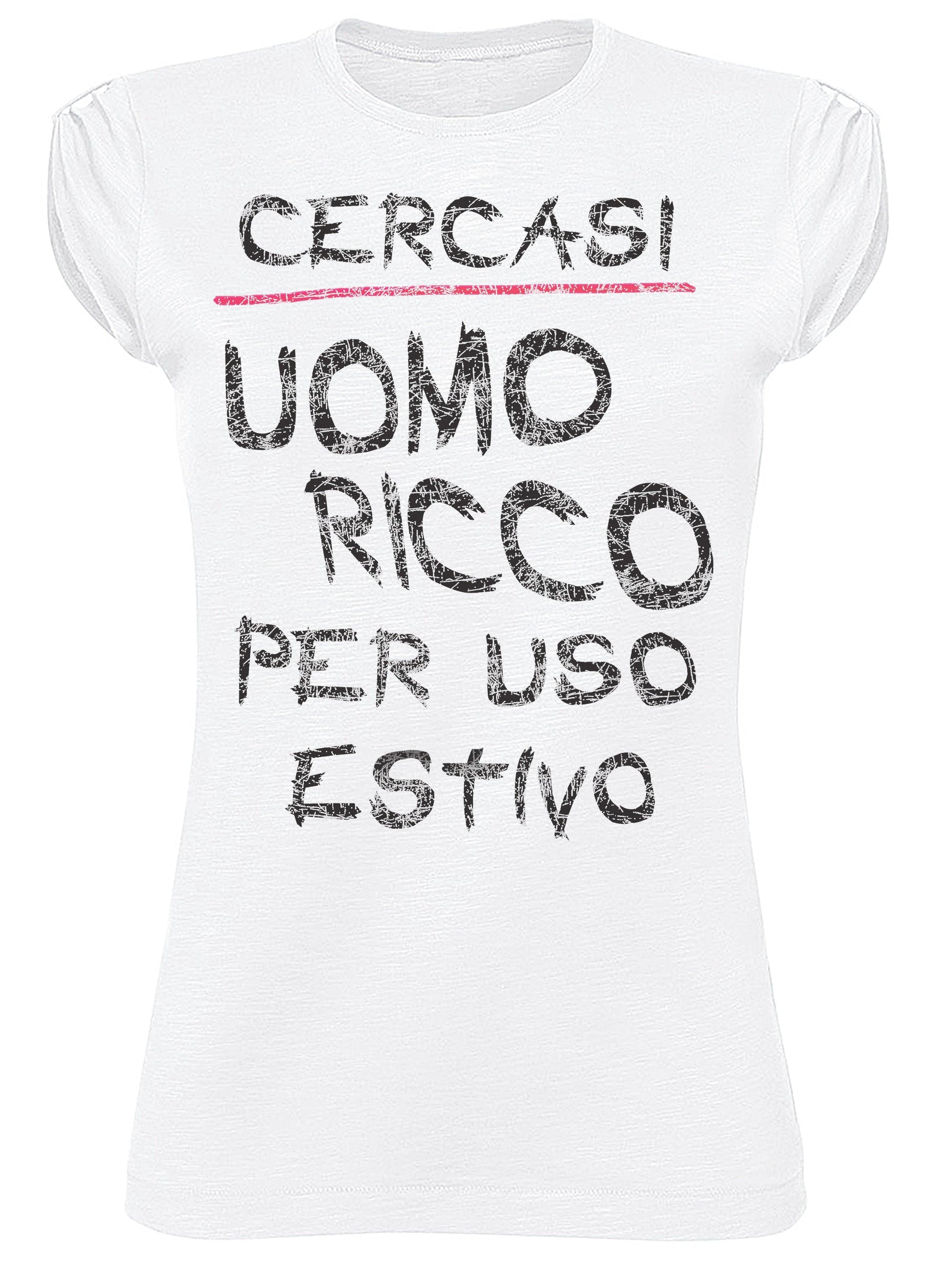 Cercasi Uomo Ricco per Uso Estivo 3032 Solo Parole Moda Urban Slub Lady Donna 100% Cotone Fiammato BS STREET STYLE