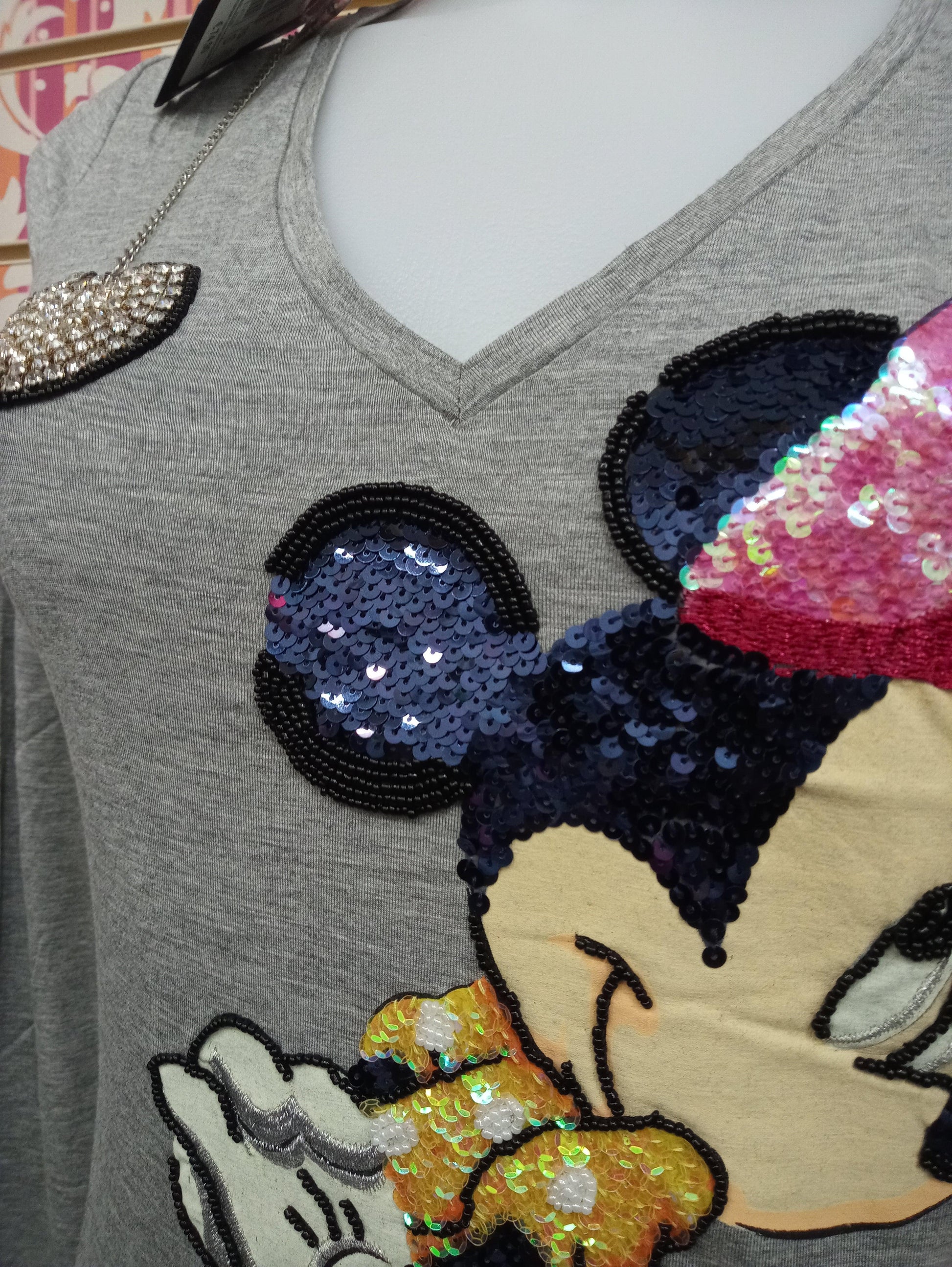 DM089TWW  MINNI T-SHIRT MANICA LUNGA - DISNEY T-SHIRT DONNA - STREET STYLE PRINT stampa personalizzata