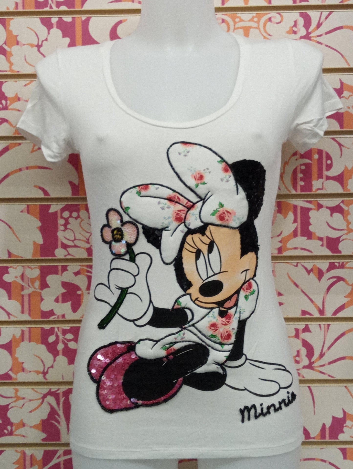 DM288TSW T-SHIRT MINNI PAILETTES - DISNEY T-SHIRT DONNA - STREET STYLE PRINT stampa personalizzata