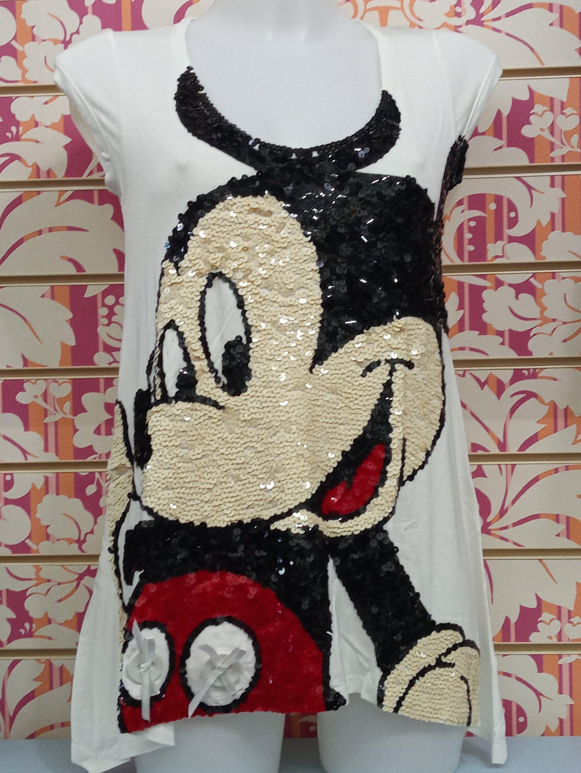 DT223TSW T-SHIRT TOPOLINO PAILETTES - DISNEY T-SHIRT DONNA - STREET STYLE PRINT stampa personalizzata