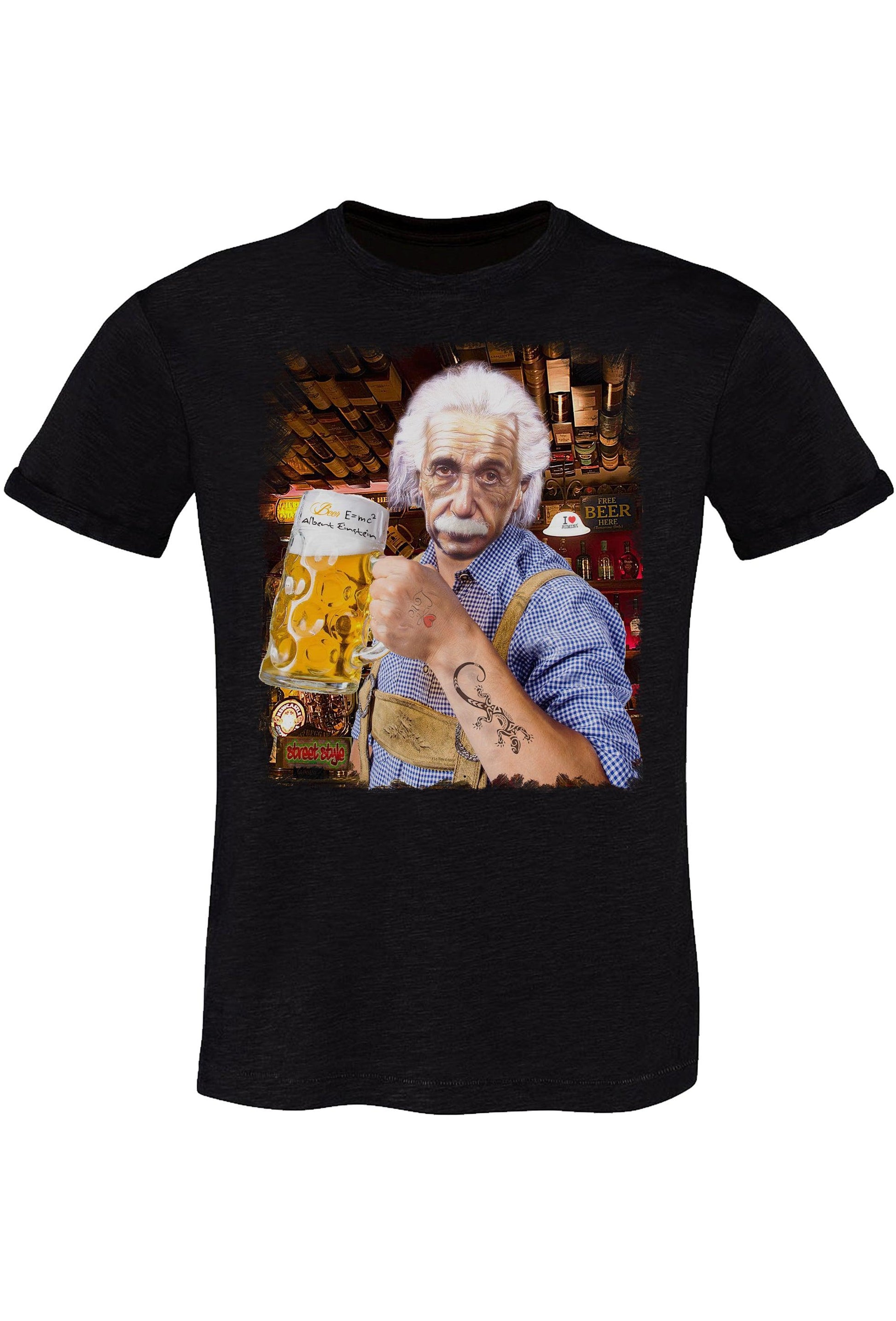 Einstein che Beve Birra Art. 18-84-5 T-Shirt Urban Men Uomo 100% Cotone Fiammato STREET STYLE