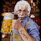 Einstein che Beve Birra Art. 18-84-5 T-Shirt Urban Men Uomo 100% Cotone Fiammato STREET STYLE