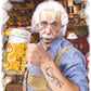 Einstein che Beve Birra Art. 18-84-5 T-Shirt Urban Men Uomo 100% Cotone Fiammato STREET STYLE