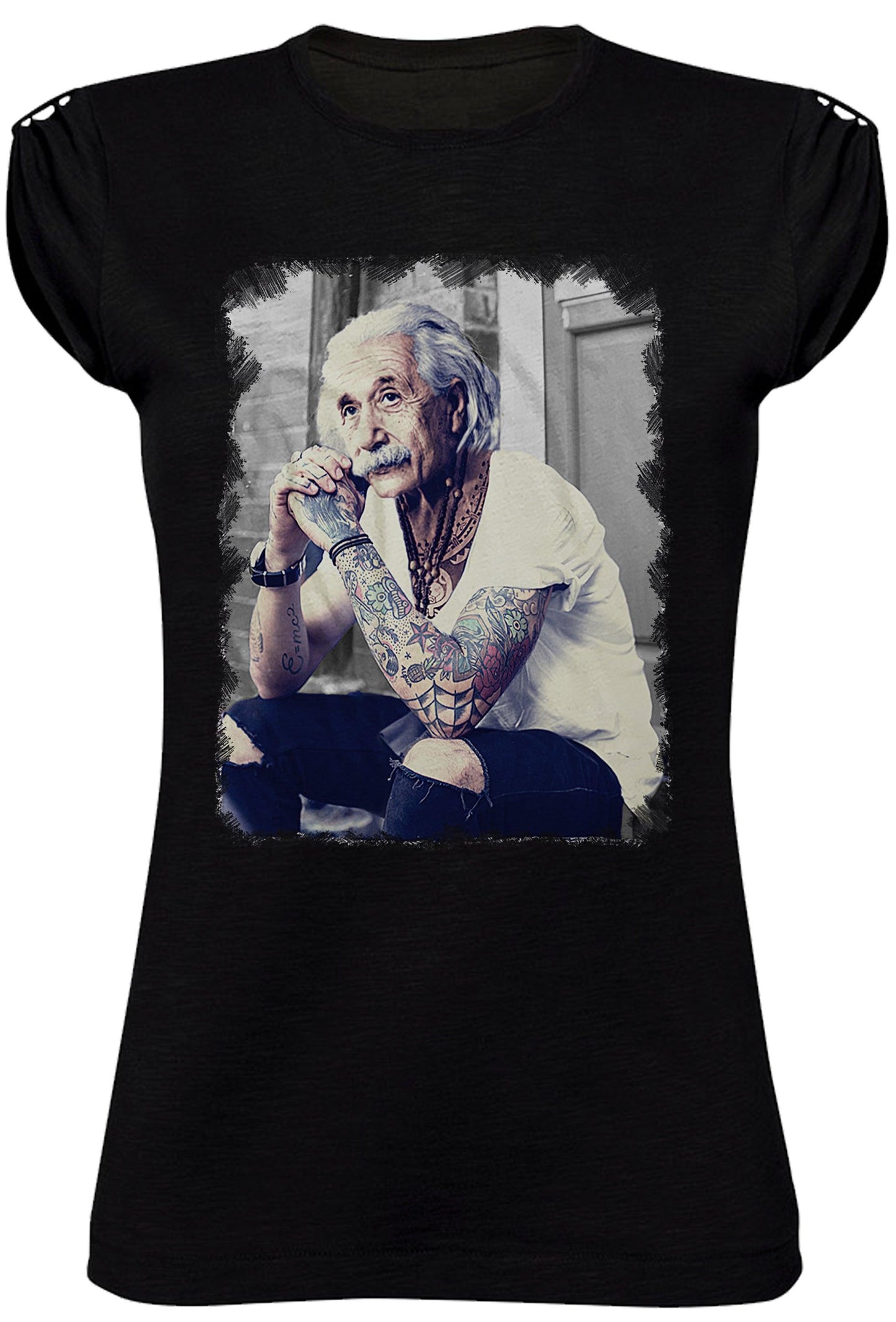 Einstein Tatuato Color & Grey 18-84 Moda Urban Slub Lady Donna 100% Cotone Fiammato STREET STYLE