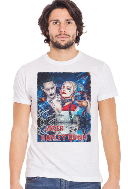 Harley Quinn & Joker Art. 2070-2 T-Shirt Urban Men Uomo 100% Cotone Fiammato STREET STYLE