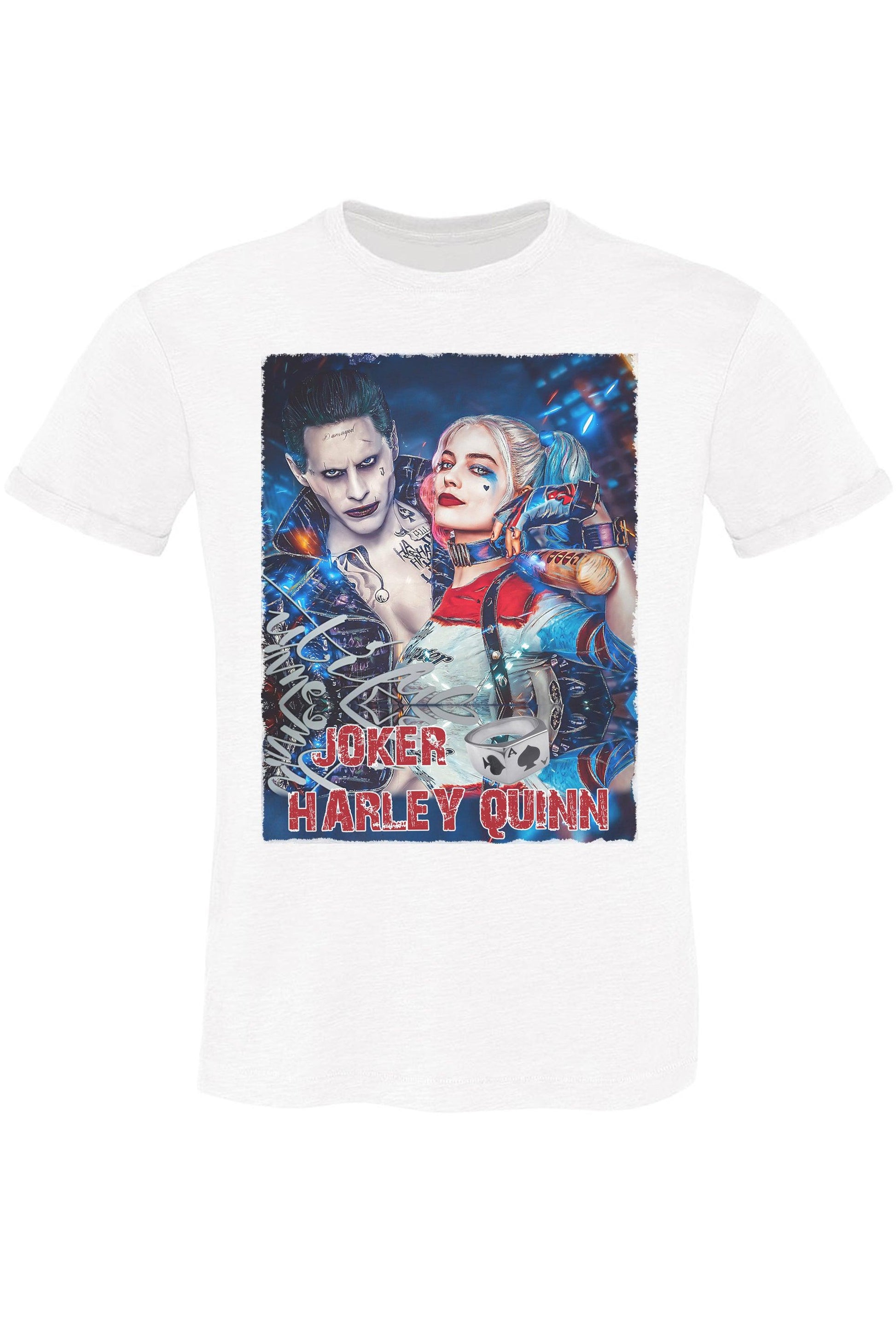 Harley Quinn & Joker Art. 2070-2 T-Shirt Urban Men Uomo 100% Cotone Fiammato STREET STYLE