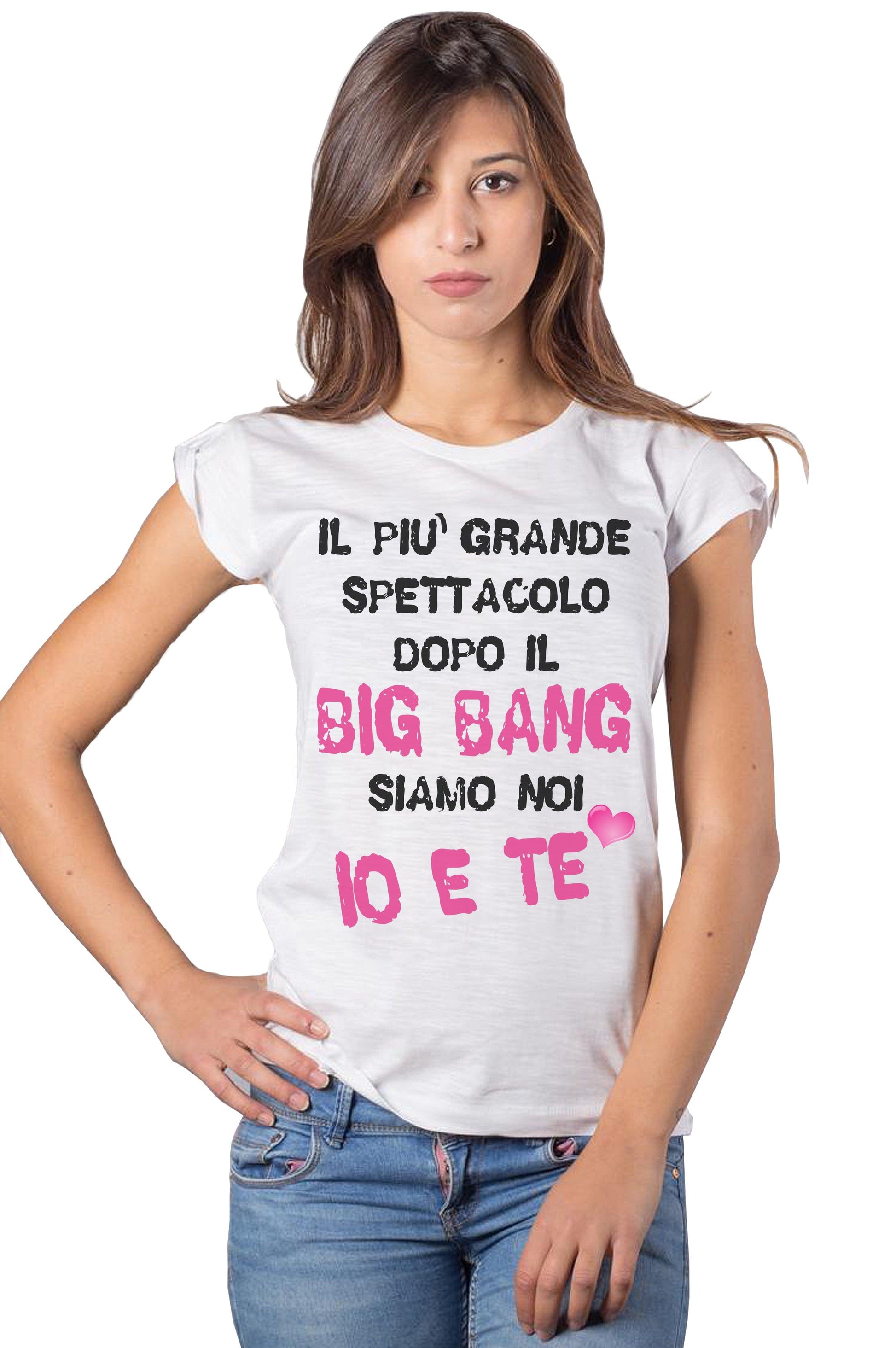 Il Grande Spettacolo Dopo il Big Bang Siamo Noi 3077 solo parole Moda Urban Slub Lady Donna 100% Cotone Fiammato BS STREET STYLE