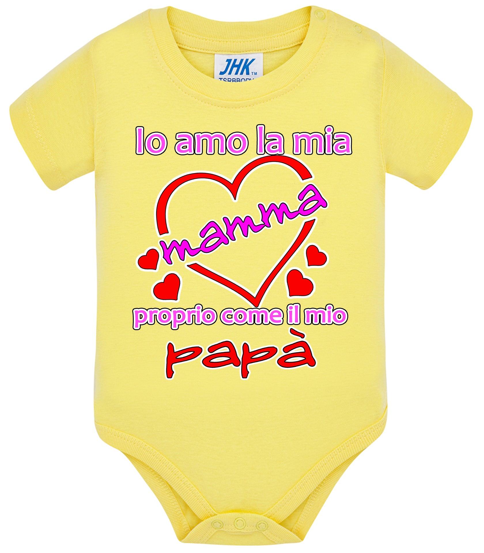 Io Amo la mia Mamma proprio come il mio Papà Body da bambino/a a maniche corte 100% cotone JHK STREET STYLE PRINT