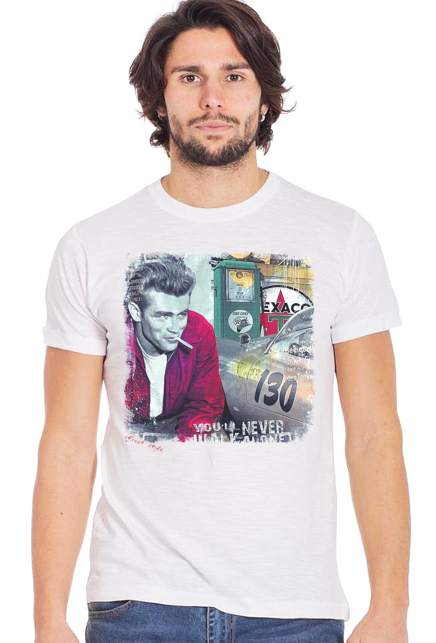 James Dean Sigaret Sigaretta Attore Soggetto Art. 11002-3  T-Shirt Urban Men Uomo 100% Cotone Fiammato BS STREET STYLE