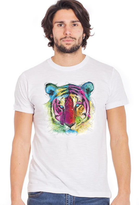 Leon Stilizzato Color Art. 18-20-73 T-Shirt Urban Men Uomo 100% Cotone Fiammato STREET STYLE