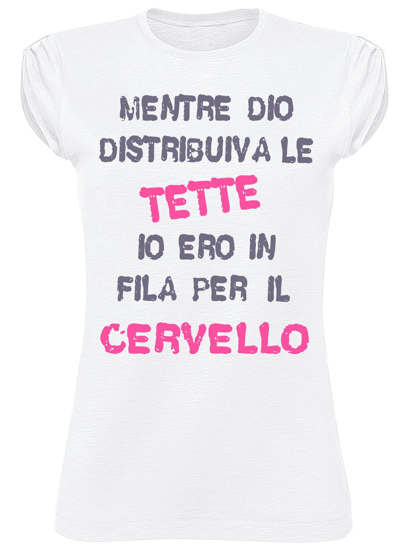 Mentre Dio Distribuiva Le Tette io Ero in Fila per il Cervello 3072-2 solo parole Moda Urban Slub Lady Donna 100% Cotone Fiammato BS STREET STYLE