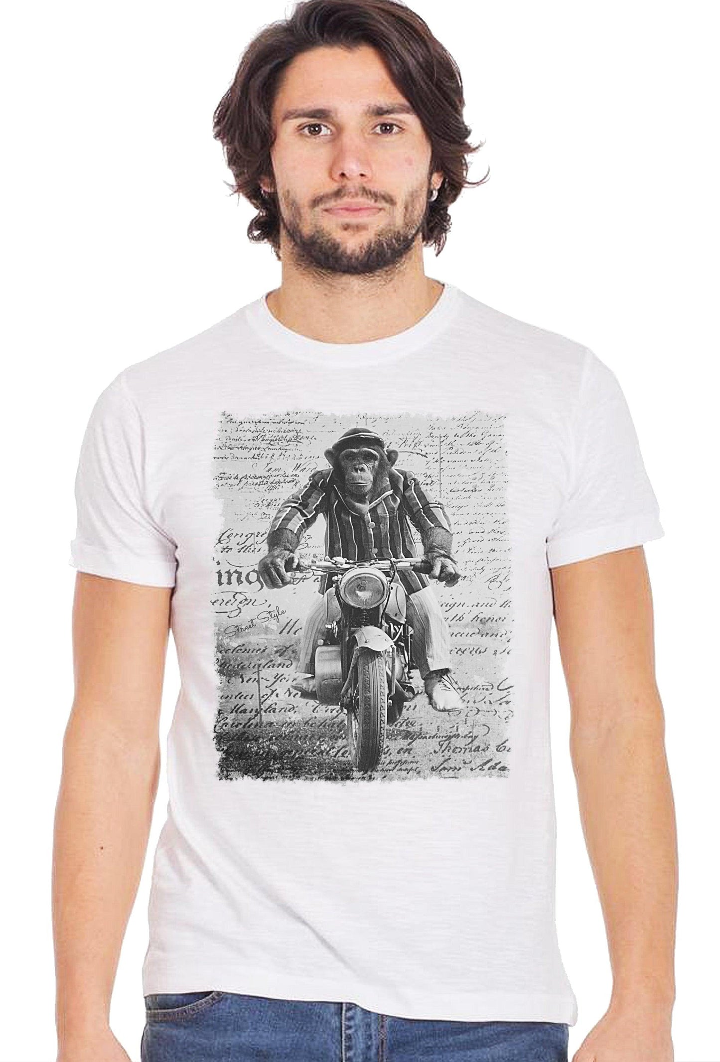 Monkey Dream Moto Scimmia Auto Art. 11010 T-Shirt Urban Men Uomo 100% Cotone Fiammato STREET STYLE