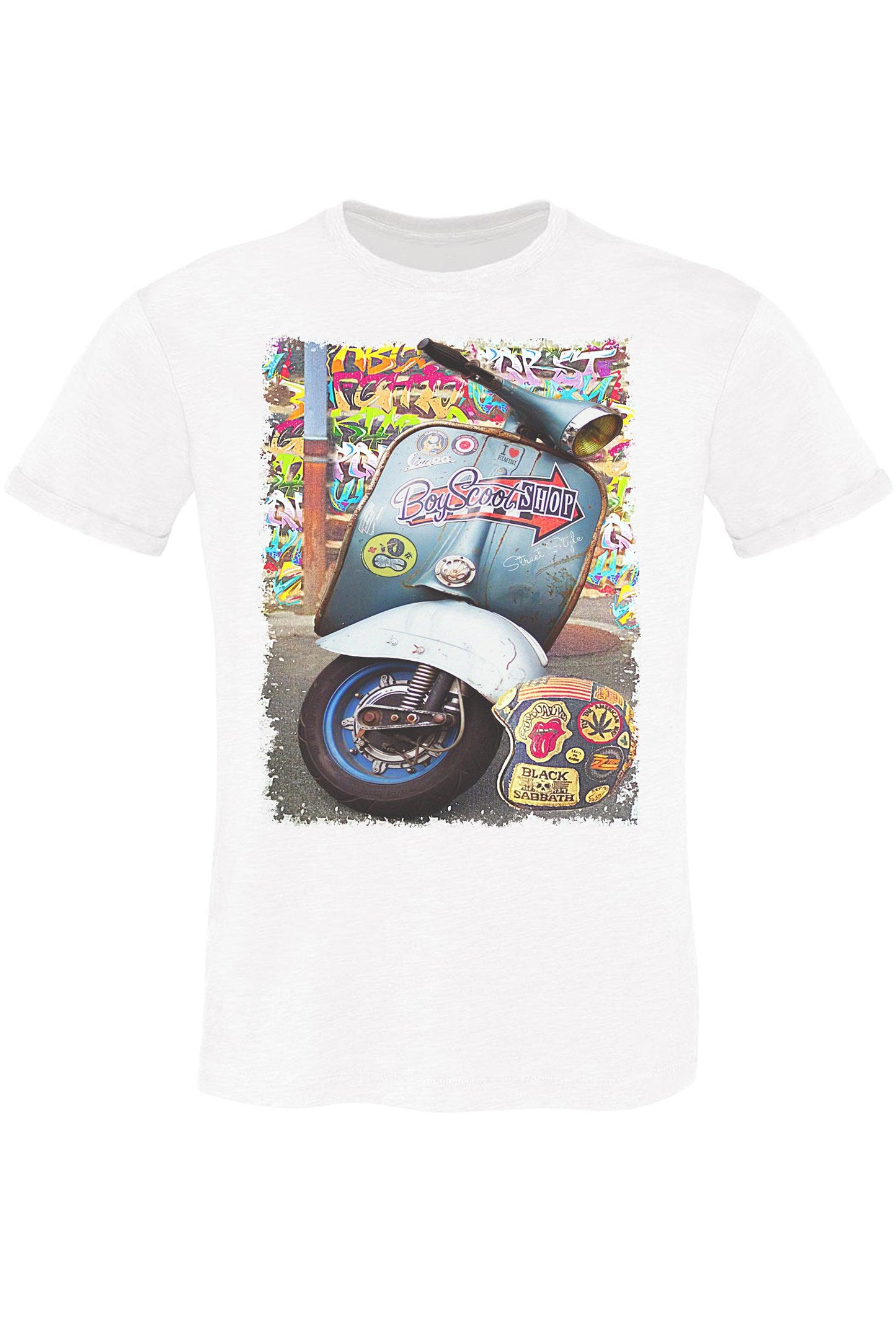 Moto Vespa Boy Scoot Auto Art. 11011 T-Shirt Urban Men Uomo 100% Cotone Fiammato STREET STYLE