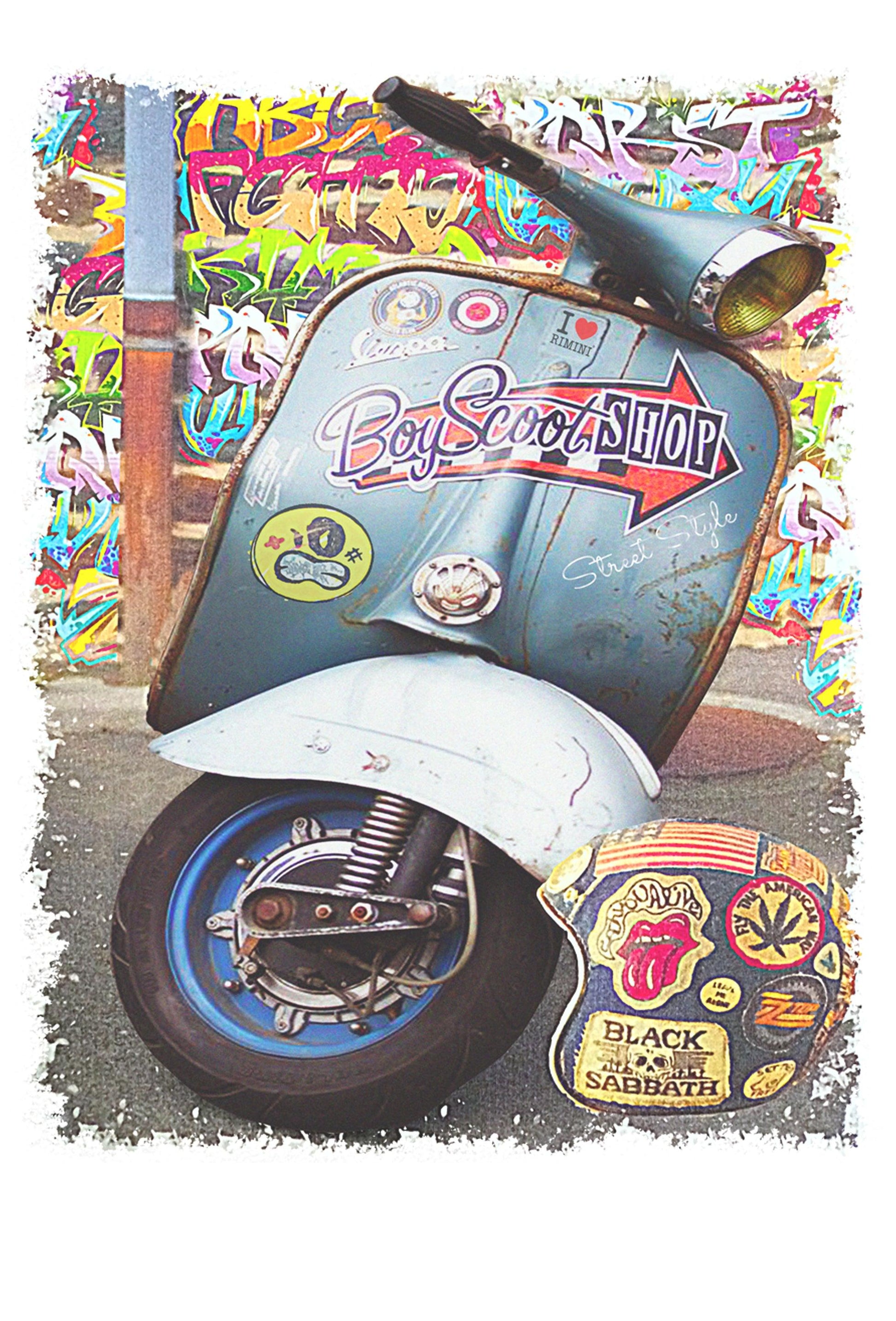 Moto Vespa Boy Scoot Auto Art. 11011 T-Shirt Urban Men Uomo 100% Cotone Fiammato STREET STYLE