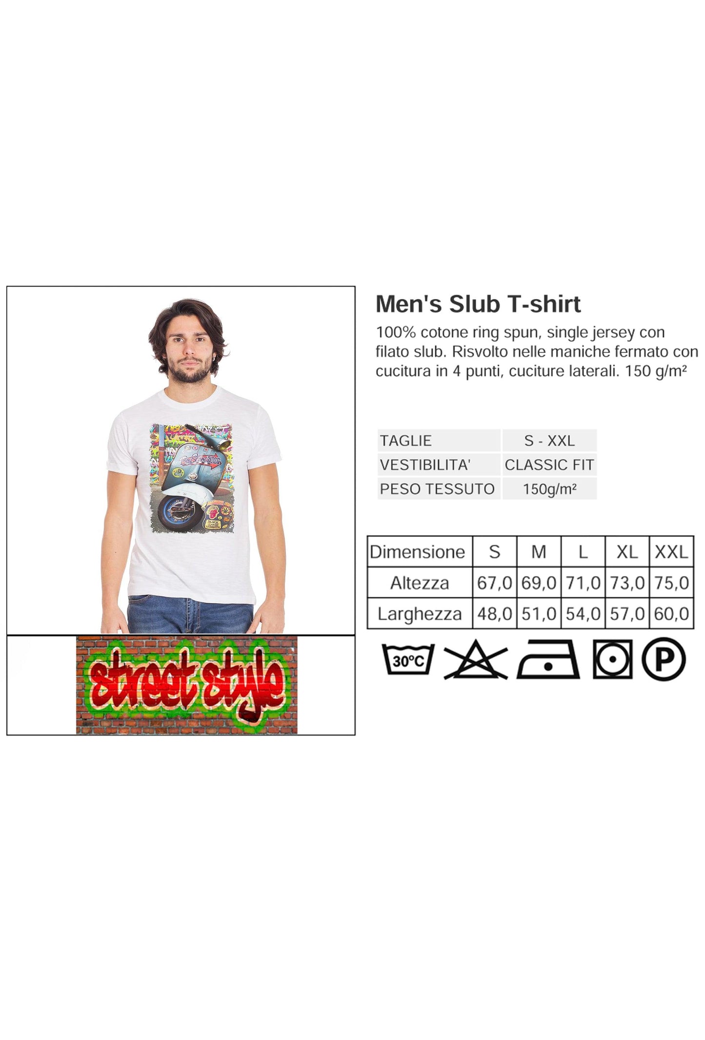 Moto Vespa Boy Scoot Auto Art. 11011 T-Shirt Urban Men Uomo 100% Cotone Fiammato STREET STYLE