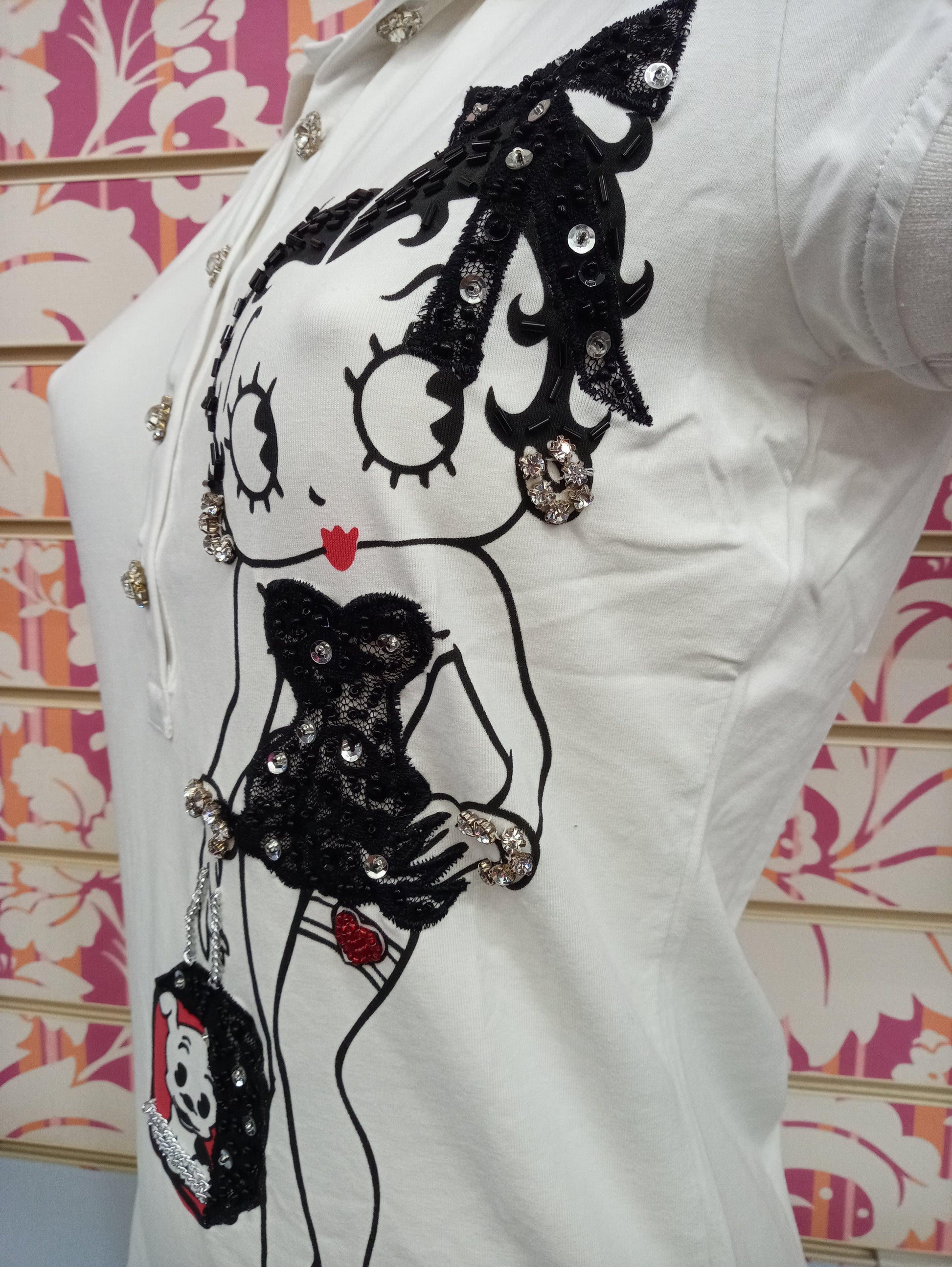 SB952PSW-1 T-SHIRT BETTY BOOP - STAR STUDIOS T-SHIRT DONNA - STREET STYLE PRINT stampa personalizzata