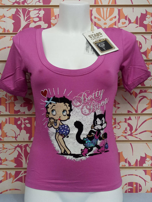 SBT727SW T-SHIRT BETTY BOOP - STAR STUDIOS T-SHIRT DONNA - STREET STYLE PRINT stampa personalizzata