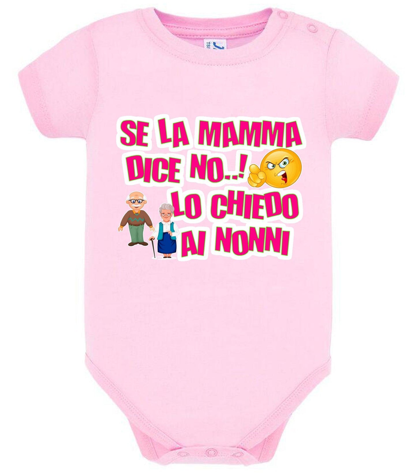 Se la Mamma dice No lo Chiedo ai Nonni Body da bambino/a a maniche corte 100% cotone JHK STREET STYLE PRINT