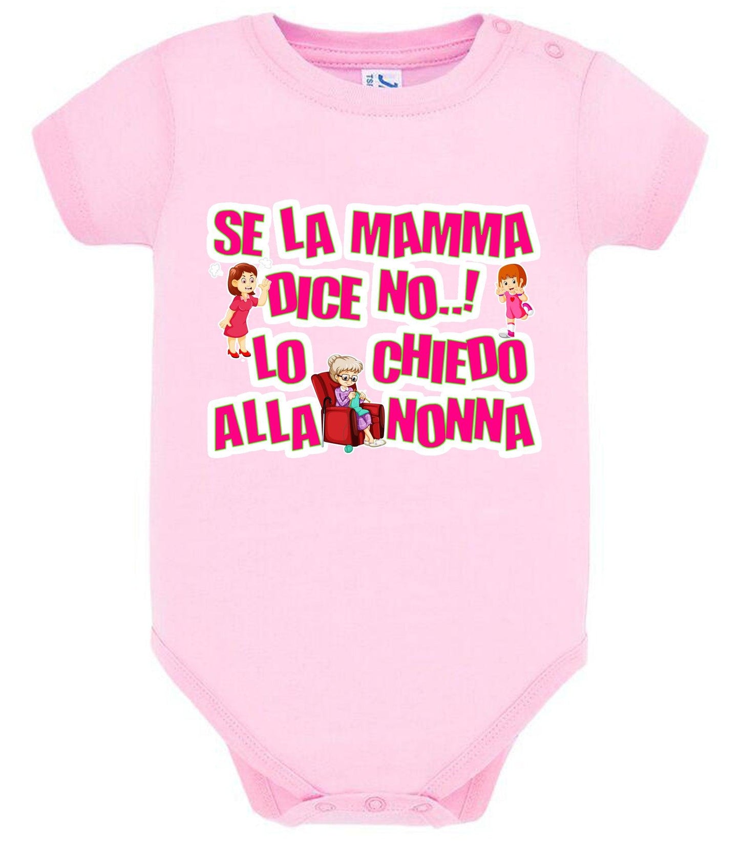 Se la Mamma dice No lo Chiedo alla Nonna Body da bambino/a a maniche corte 100% cotone JHK STREET STYLE PRINT