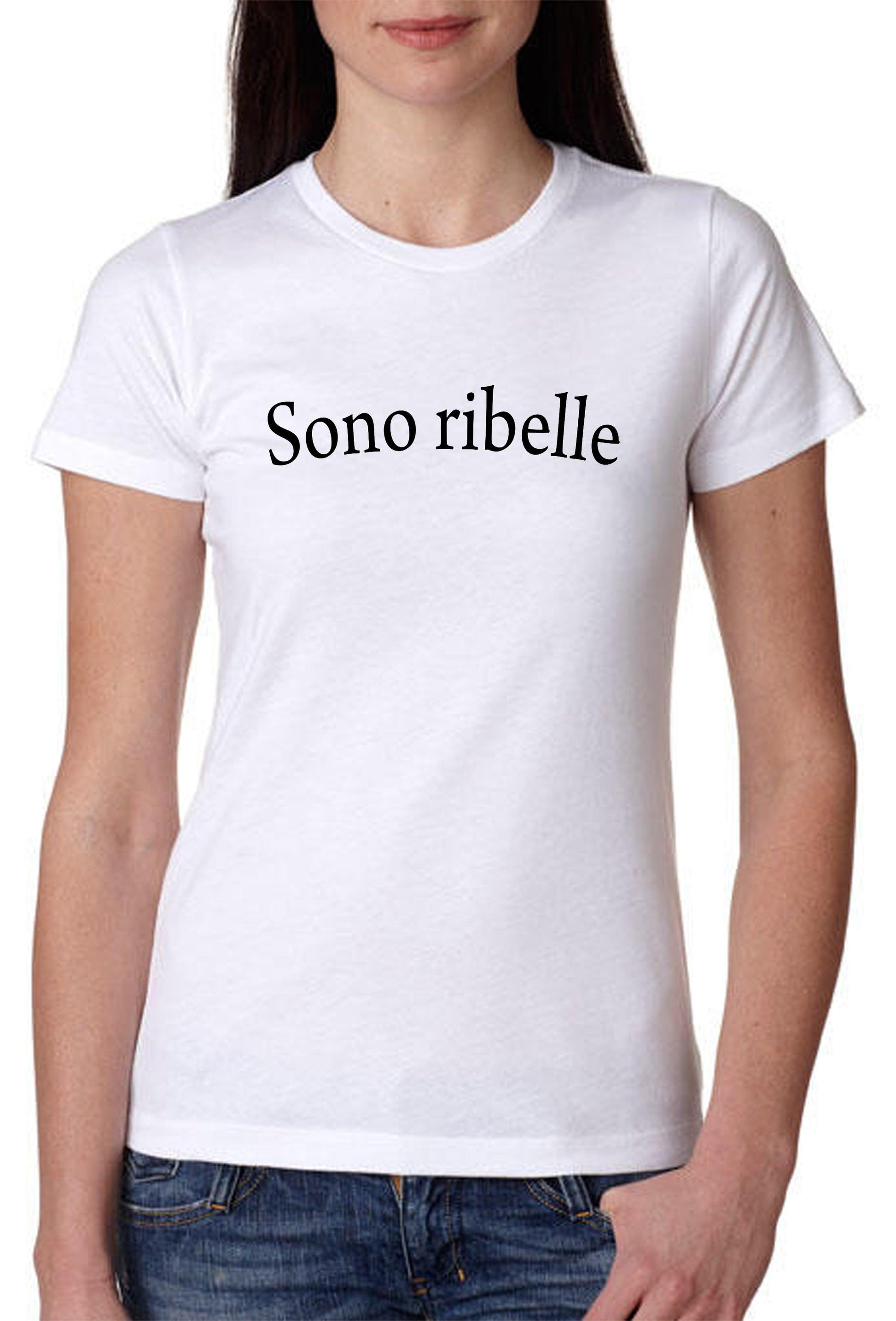 Sono Ribelle Solo Parole 3410 Lady Donna 100% Cotone Pettinato STREET STYLE