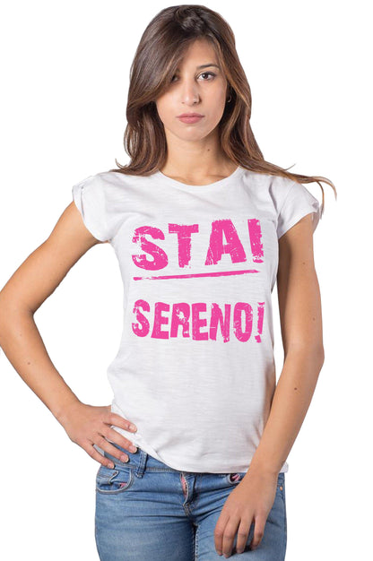 Stai Sereno 3038 solo parole Moda Urban Slub Lady Donna 100% Cotone Fiammato BS STREET STYLE