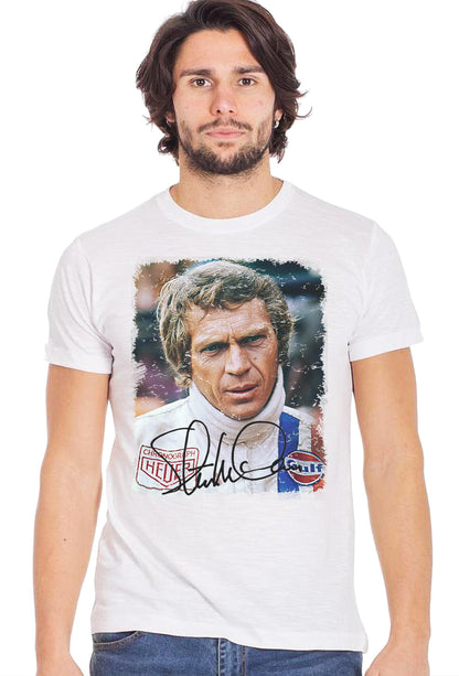 Steve Mcqueen Attore famoso Cinema Auto Art. 11002 T-Shirt Urban Men Uomo 100% Cotone Fiammato STREET STYLE