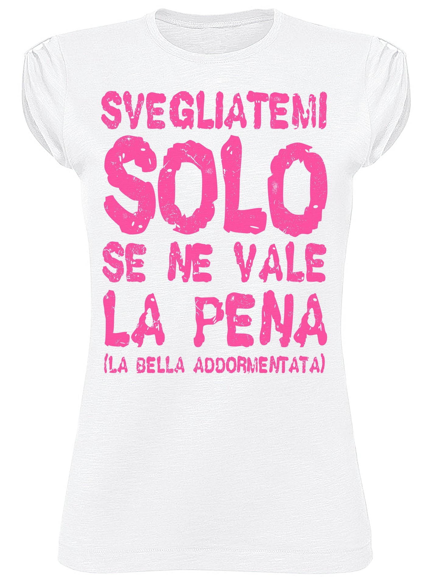 Svegliatemi Solo se ne Vale la Pena 3056 solo parole Moda Urban Slub Lady Donna 100% Cotone Fiammato BS STREET STYLE