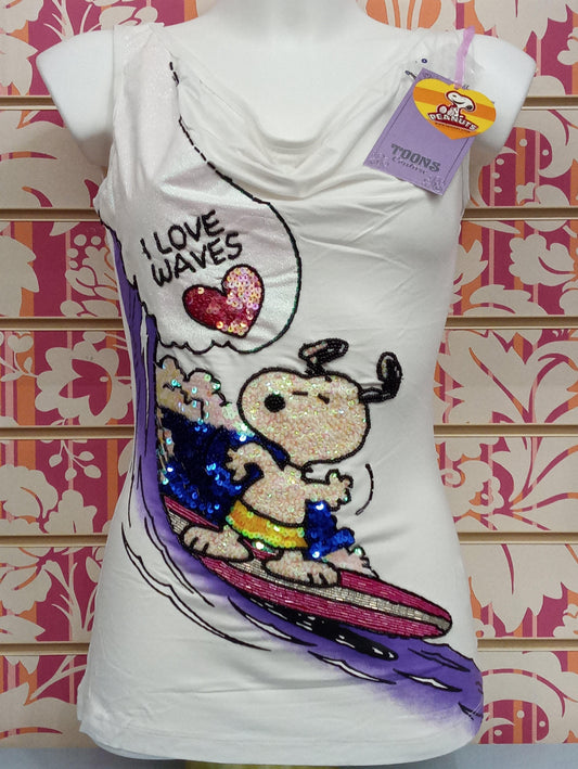 TS582TSW SNOOPY PAILETTES - TOONS T-SHIRT DONNA - STREET STYLE PRINT stampa personalizzata